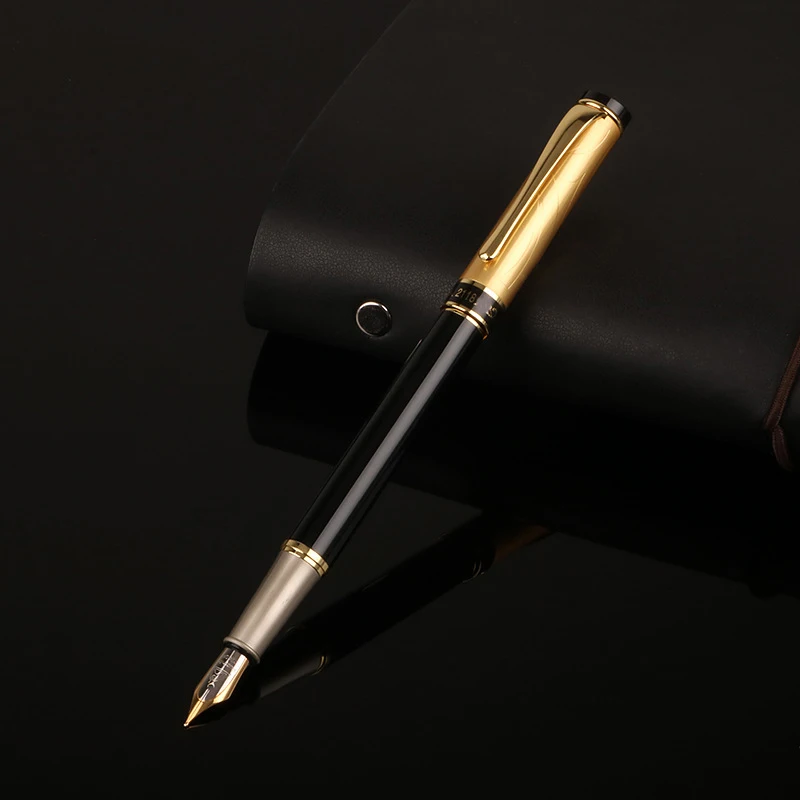 Imagem -02 - Custom Metal Nib Writing Ink Fountain Pen Voltar para a Escola Itens Luxo Japonês Caneta Preta Texto Dourado Papelaria Material de Escritório para Homens