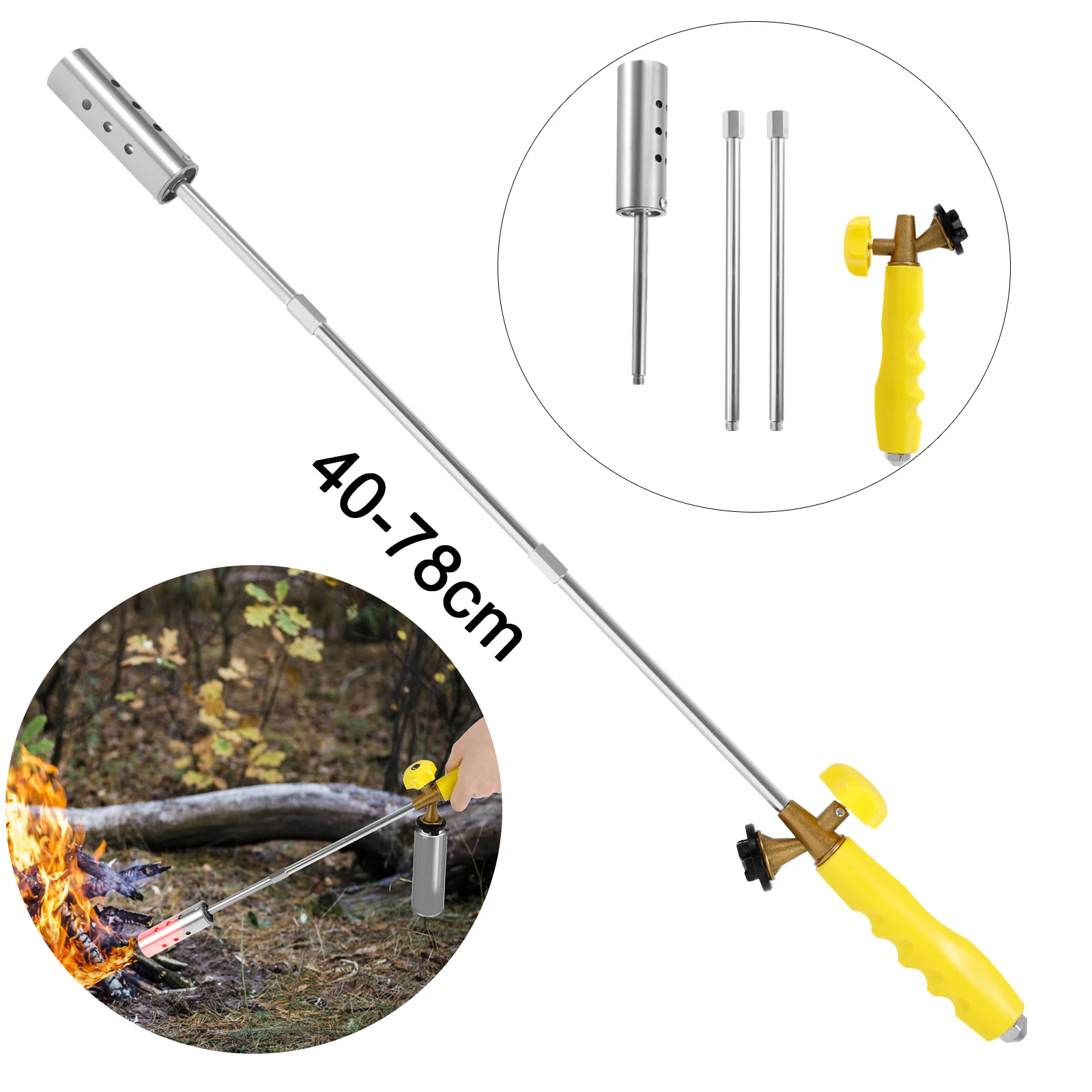 

Разборная длинная газовая горелка для сорняков, 3-ступенчатая, 40-78 см, для уничтожения сорняков на улице, газовая горелка для барбекю, для кемпинга