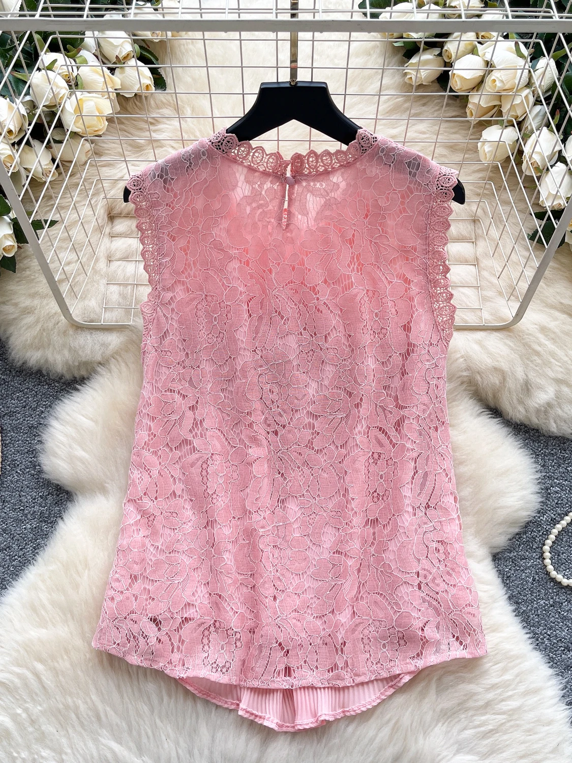 Chic Lace Splice รอบ Ne Svel irt ผู้หญิงฤดูร้อนน้ําหนักเบา Luxury Lady หลวม Ele irt อินเทรนด์เกาหลี Sle