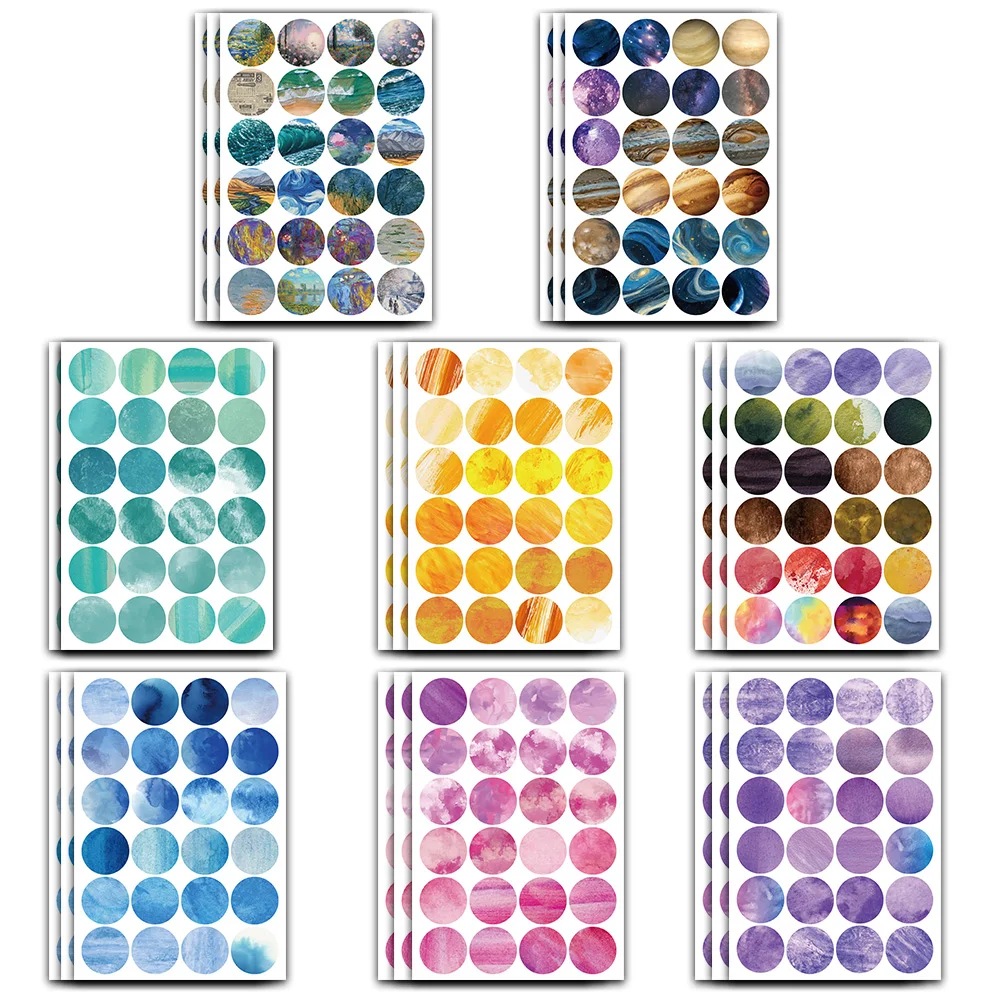 8PCS Monet Garten Runde Dot Kreative Graffiti Aufkleber Sammelalbum Telefon Fällen Gitarre Skateboards Wasserdichte Dekorative Aufkleber