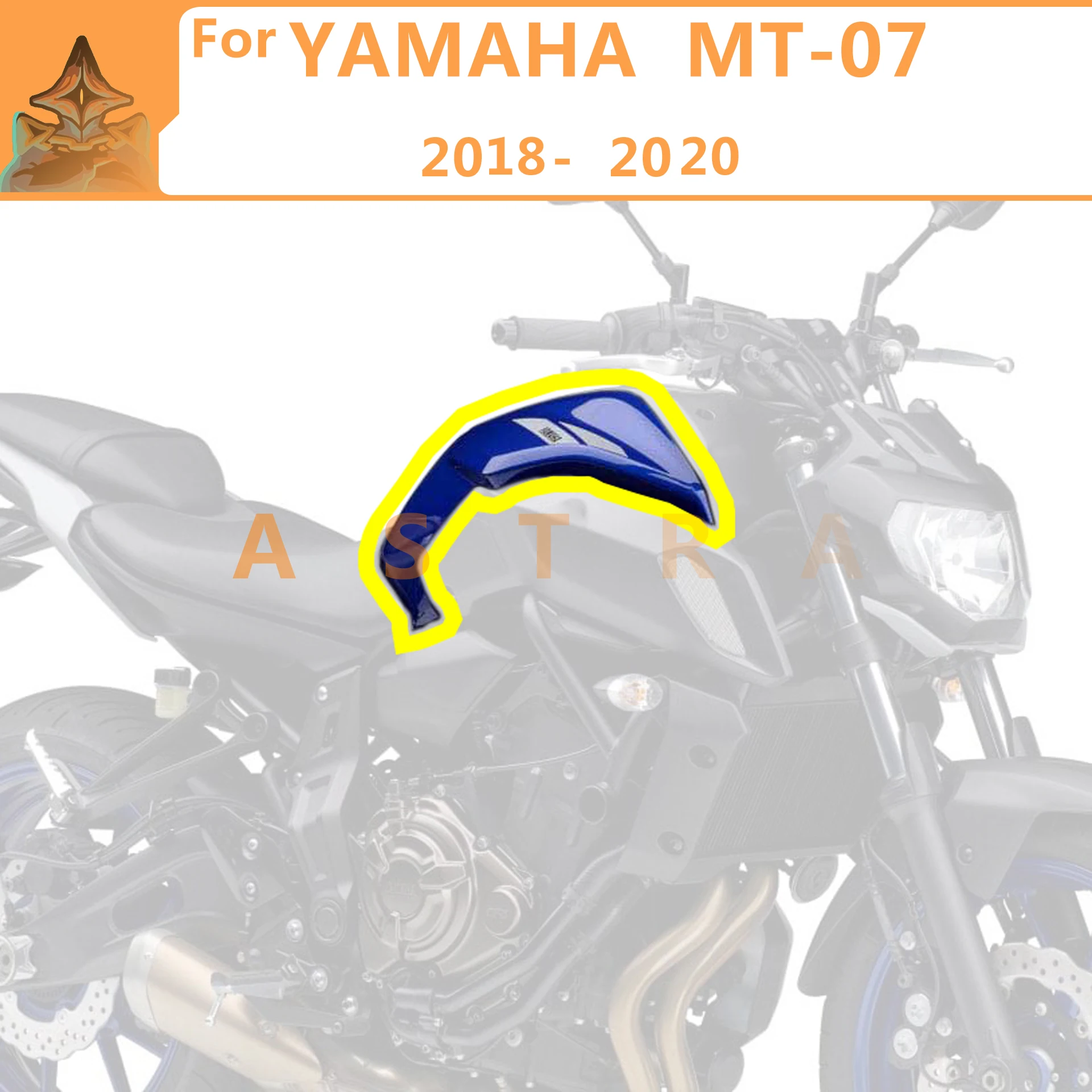 For YAMAHA MT07 MT-07 2018 2019 2020 Motorcycle aftermarket Tank side panel Fuel tank side cover Fairings Accessories ABS