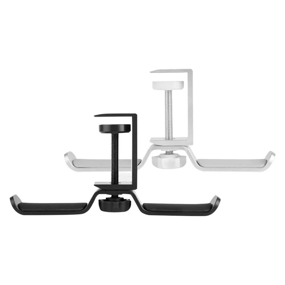 

Headphone Holder Aluminium Alloy Headset Bracket Hanger Metal Wall Clamp Hook Rotatable Double Earphone Stand Desktop Mount