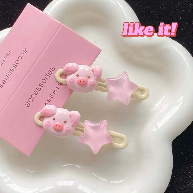 Kawaii Roze Piggy Haarclip Lieve Meisjes Pony Clip Schattig Cartoon Varken Haarspeld Koreaanse Versie Side Clip Vrouwen Haaraccessoires