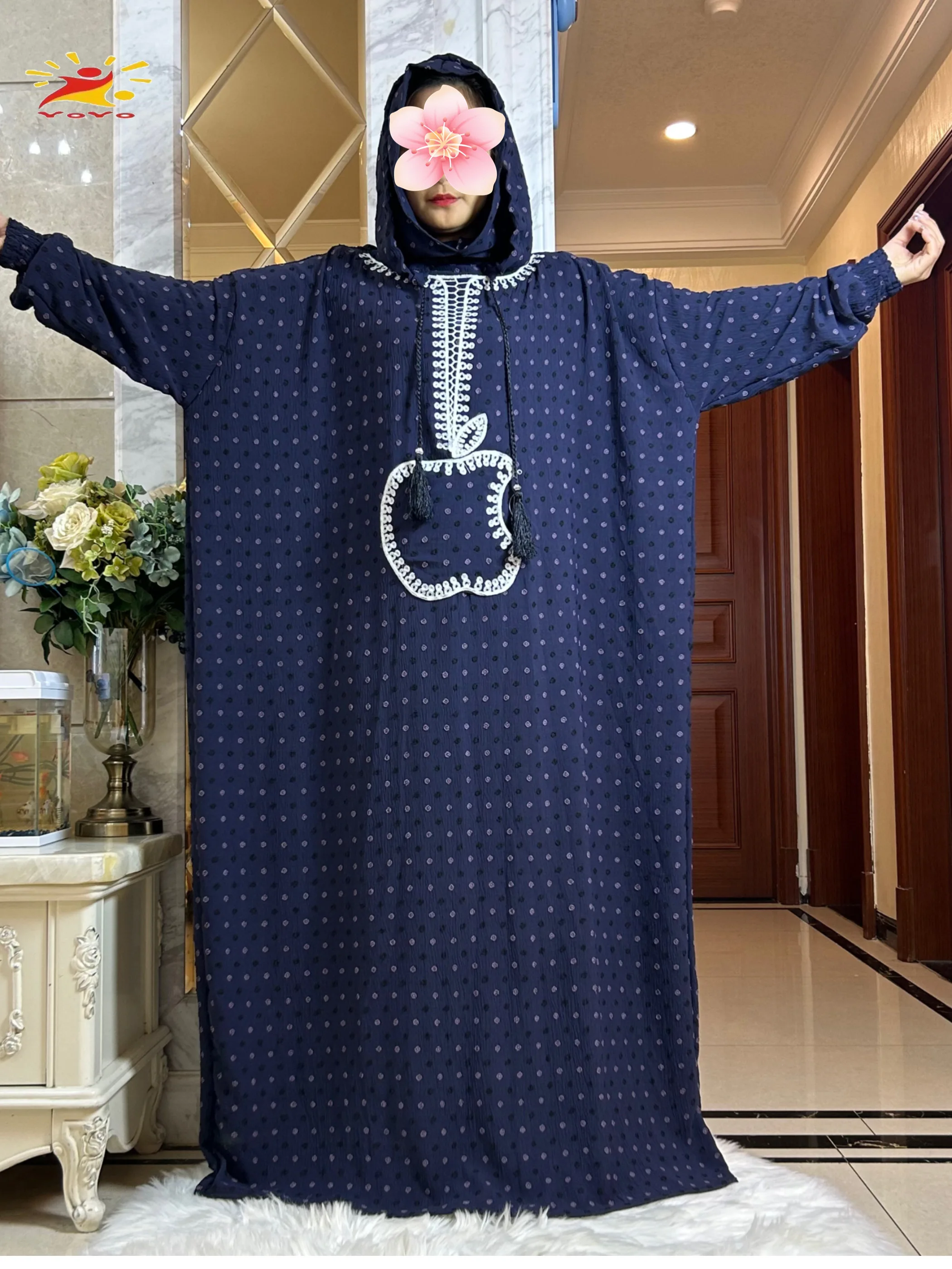 ربيع جديد القطن رمضان مسلم قبعة مزدوجة عباية دبي تركيا الإسلام ملابس الصلاة جيب التفاح الإسلام المرأة فستان قفطان #3