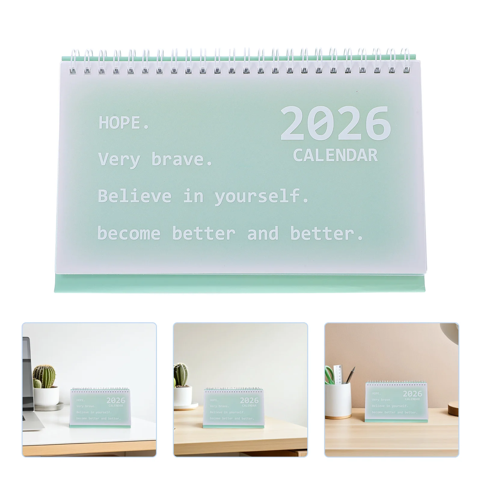 2pcs Coil Desk 2026 Small Desktop Calendar With Spiral Binding Thick Paper Yearly Date Display For Office Home Study Standing