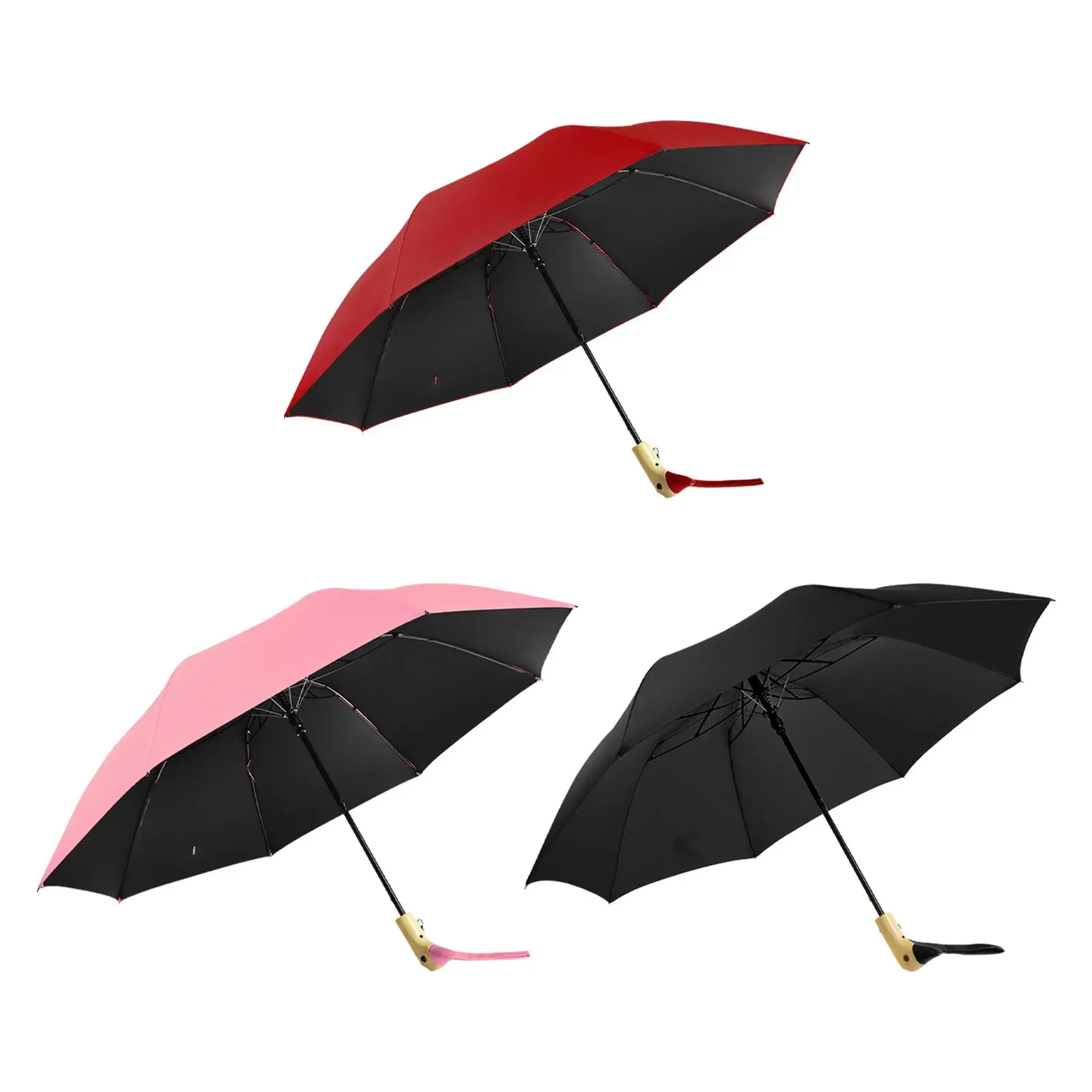 Portable Two Fold Automatic Duck Umbrella Dual Fold Umbrella Gift Waterproof Cute Long Handle Umbrella Straight Umbrella