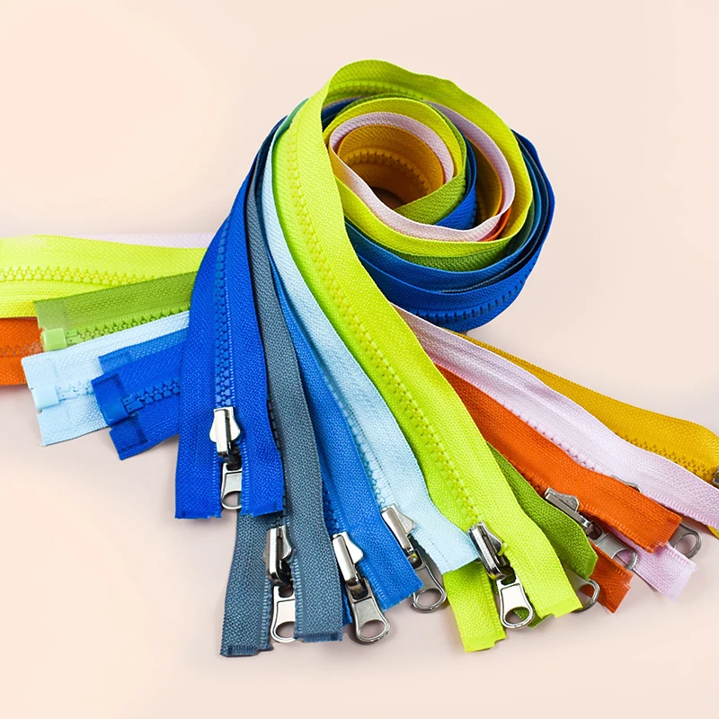 

Meetee 1-5Pcs 5# Resin Zipper with Metal Rotary Zip Slider 70cm Double Sided Open-End Zips for Clothes Repair Sewing Accessories