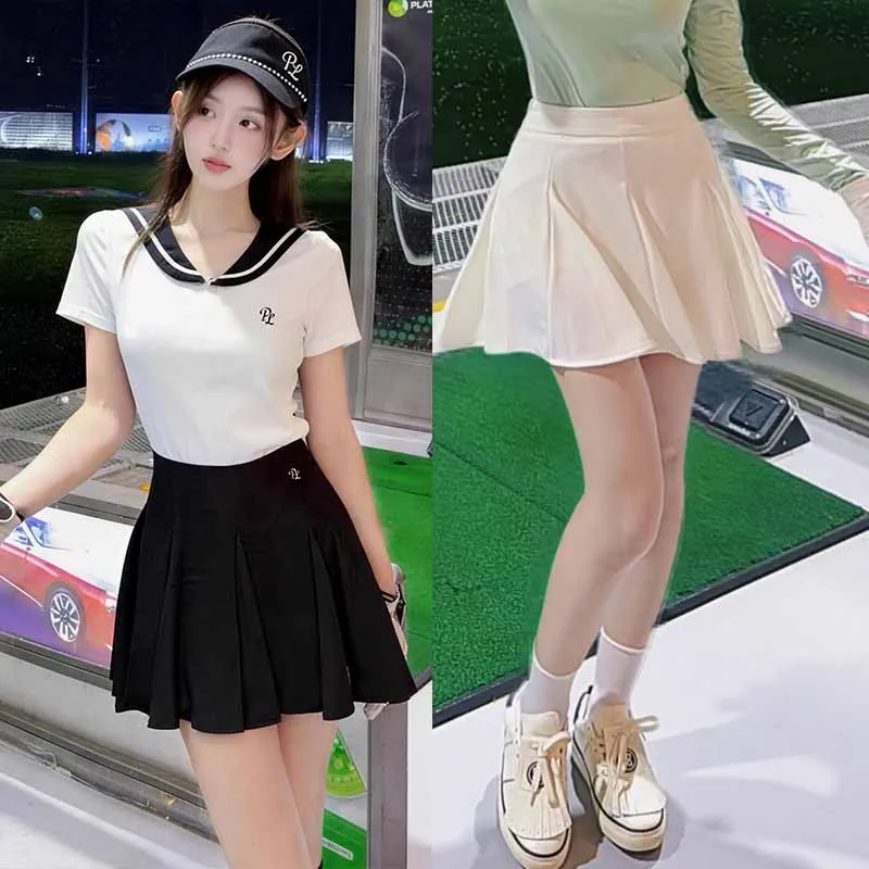 PLA Fashion Blossoming Skirt Golf Clothing for Woman High Waist Tennis Pleats Skirt with Shorts Ruffle A-Lined Culottes XS-XL