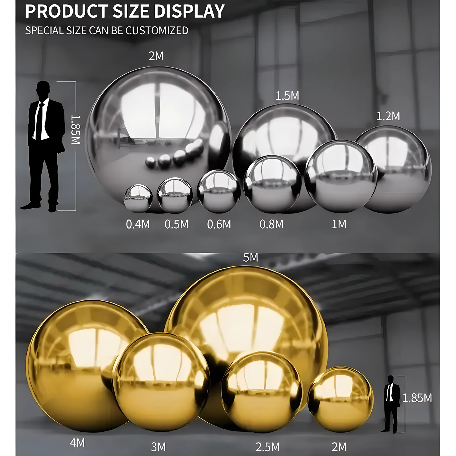 Goldene aufblasbare Spiegelkugel, große glänzende Kugeln, luftdicht, riesiger hängender und stehender Spiegelballon, PVC-versiegelte Kugel für Veranstaltungen und Bühnen