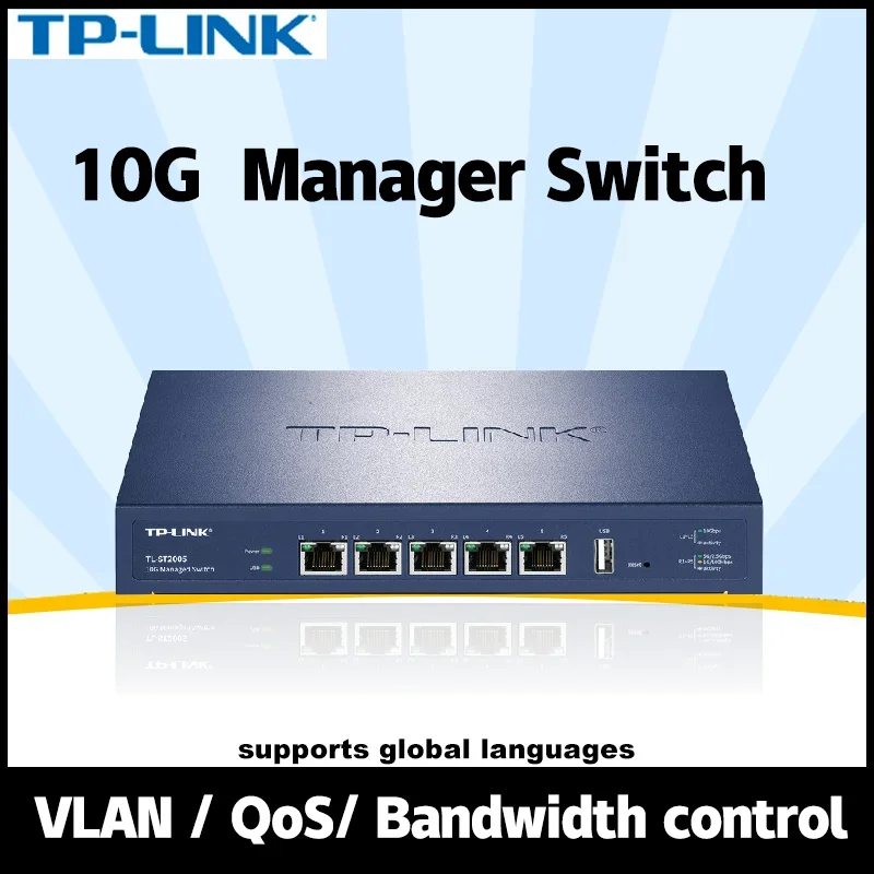 

TP-LINK TL-ST2005 10-гигабитный Ethernet-коммутатор Сеть веб-менеджера 5-портовый Интернет 2,5 ГБ 10000 Мбит/с Порты Rj45 NAS Plug and Play