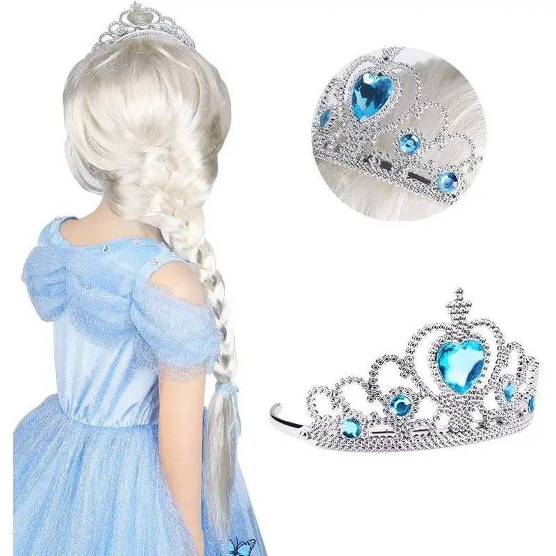 Vicloon Elsa Princess Tiara, Tiara Crown and Fairy Wand Elsa Dress Up Accessories Set for Party