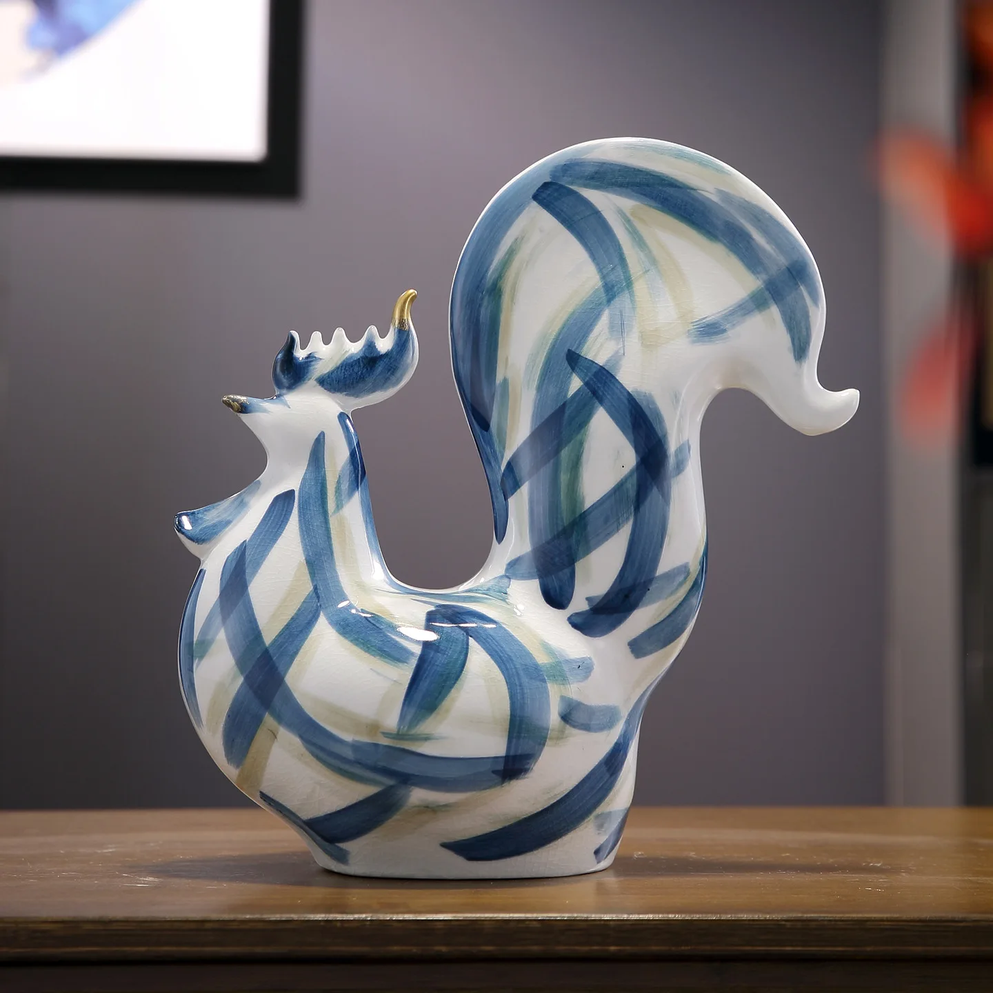 

PYJ hand-painted rooster gourd high-end ornament modern creative ceramic craft decoration