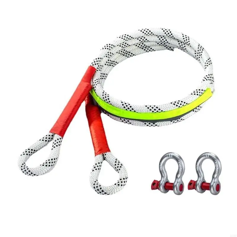 A2BF Car Tow Strap, 10 Ton Load, Includes Two Secure D Rings and Reflective Strips Suitable for Nighttime Visibility Safe Use