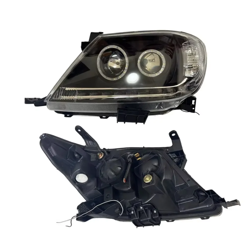 2Pcs LED Headlights For Toyota Hilux Vigo 2008-2014 Facelift Angel Eye Daytime Running Light Black Housing - view 4