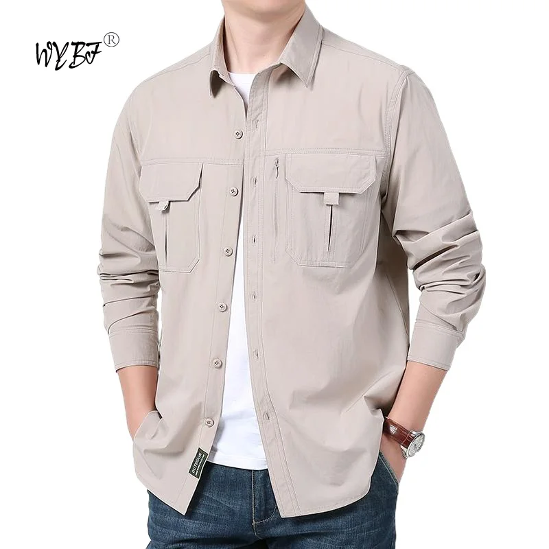 2024 Spring Summer Men's Tactical Shirt Hiking Camping Breathable Quick Dry Hunting Long Sleeve Climbing Fishing Blouse