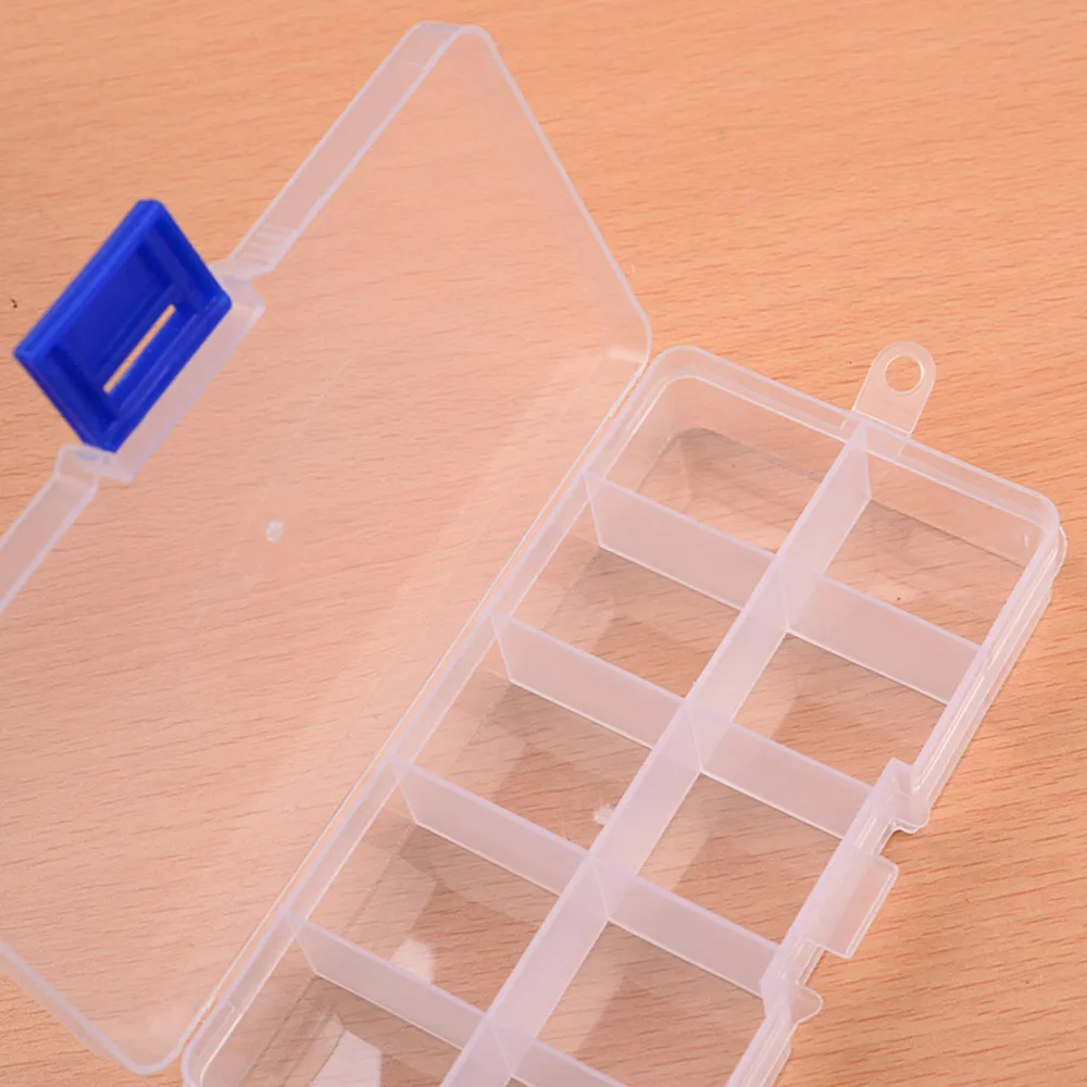 Plastic Transparent Box Multifunctional Storage Box Make Up Fishing Gear Accessories Rubber Band Screw Storage Box 10 Grids