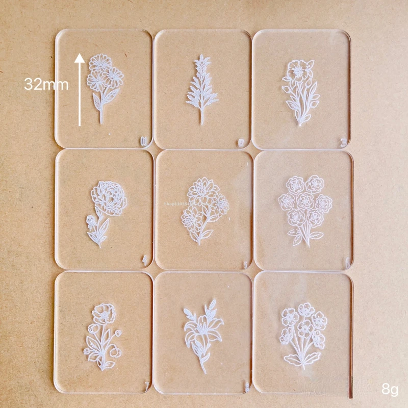 Soft Pottery Polymer Clay Embossing Stamp Acrylic Texture Mat Floral/Face Line Clay Cutter for Earring Jewelry Pendant Making