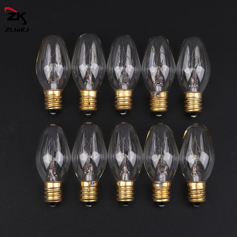 

10Pcs E12 120V 7W Transparent Warm Yellow Color Tungsten Lamp Light Bulb For Decoration Salt Rangehood Refrigerator Lamp