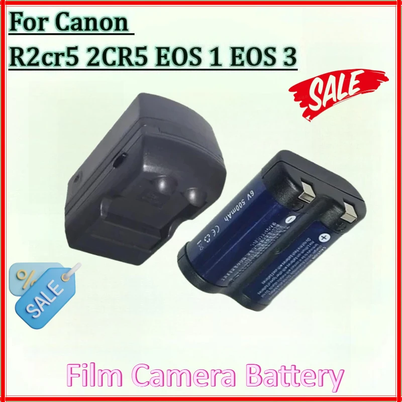 

New 6V High-Capacity Battery for Canon R2cr5 2CR5 EOS 1 EOS 3 Rechargeable Lithium Film Camera Black/White Batteries + Charger