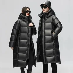 Designer Clothes Men Luxury Hooded Long Down Jacket Man Goose Padding Male Coats for Winter Padded Casual Cold Coat