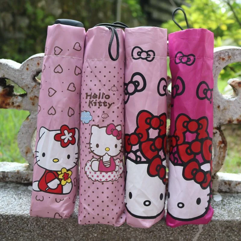 Kawaii Hello Kitty Sanrio Umbrella Cartoon Figure Sunshade Uv Protection Sun Umbrella Lightweight Portable Girls Gifts