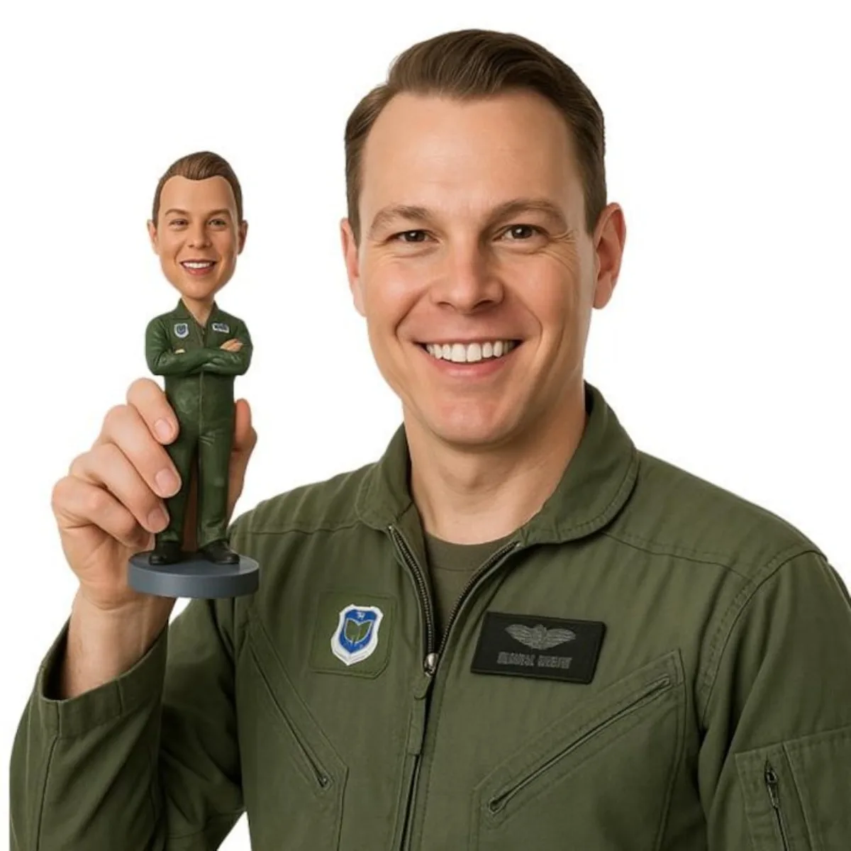 

Custom Bobblehead From Photo Handmade Clay Air Force Pilot Figurine Personalized Aviator Gift For Him Birthday Anniversary