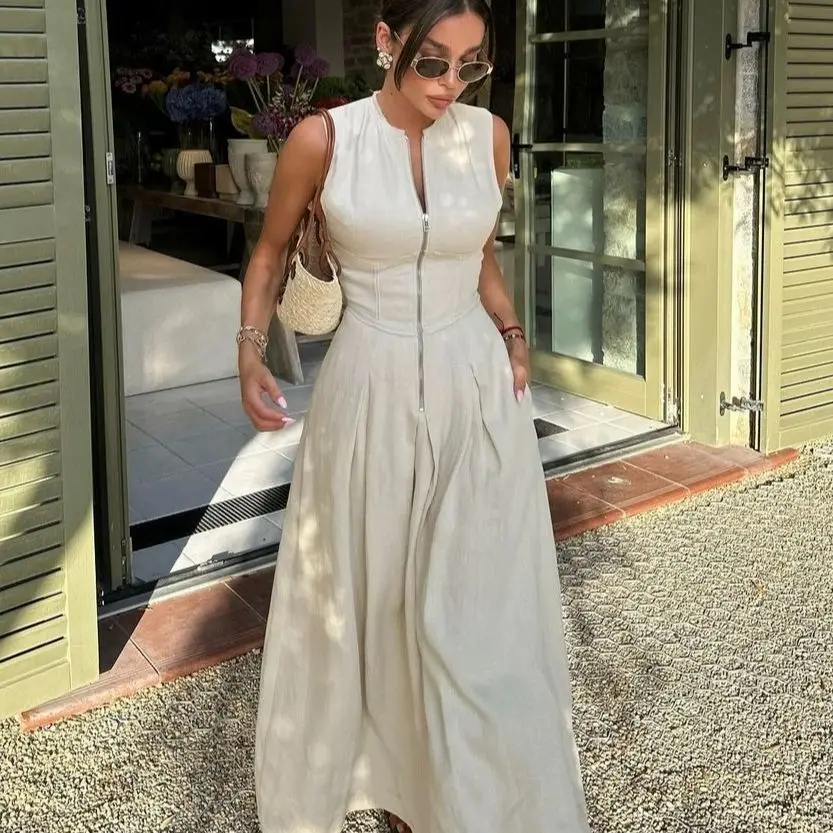 

2026 Summer New Fashion Sleeveless Dress Femininity Casual Waist Thin Temperament Long Dress Women