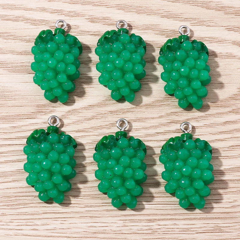 

10pcs 16x30mm Cute Resin Fruit Green Grape Charms Pendants for Earrings Necklace Bracelets DIY Crafts Jewelry Making Accessories