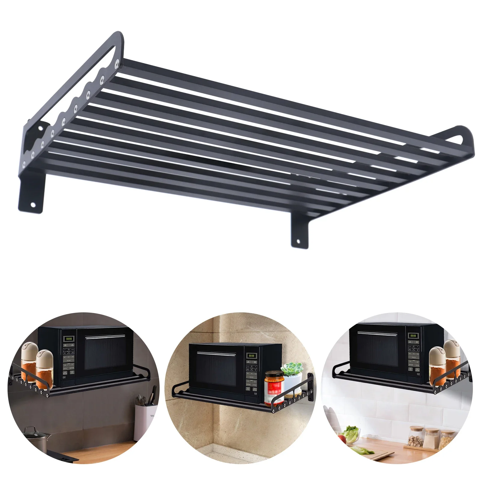 Prateleira de metal para micro-ondas montada na parede, prateleira de parede para uso comercial ou doméstico, suporte para micro-ondas