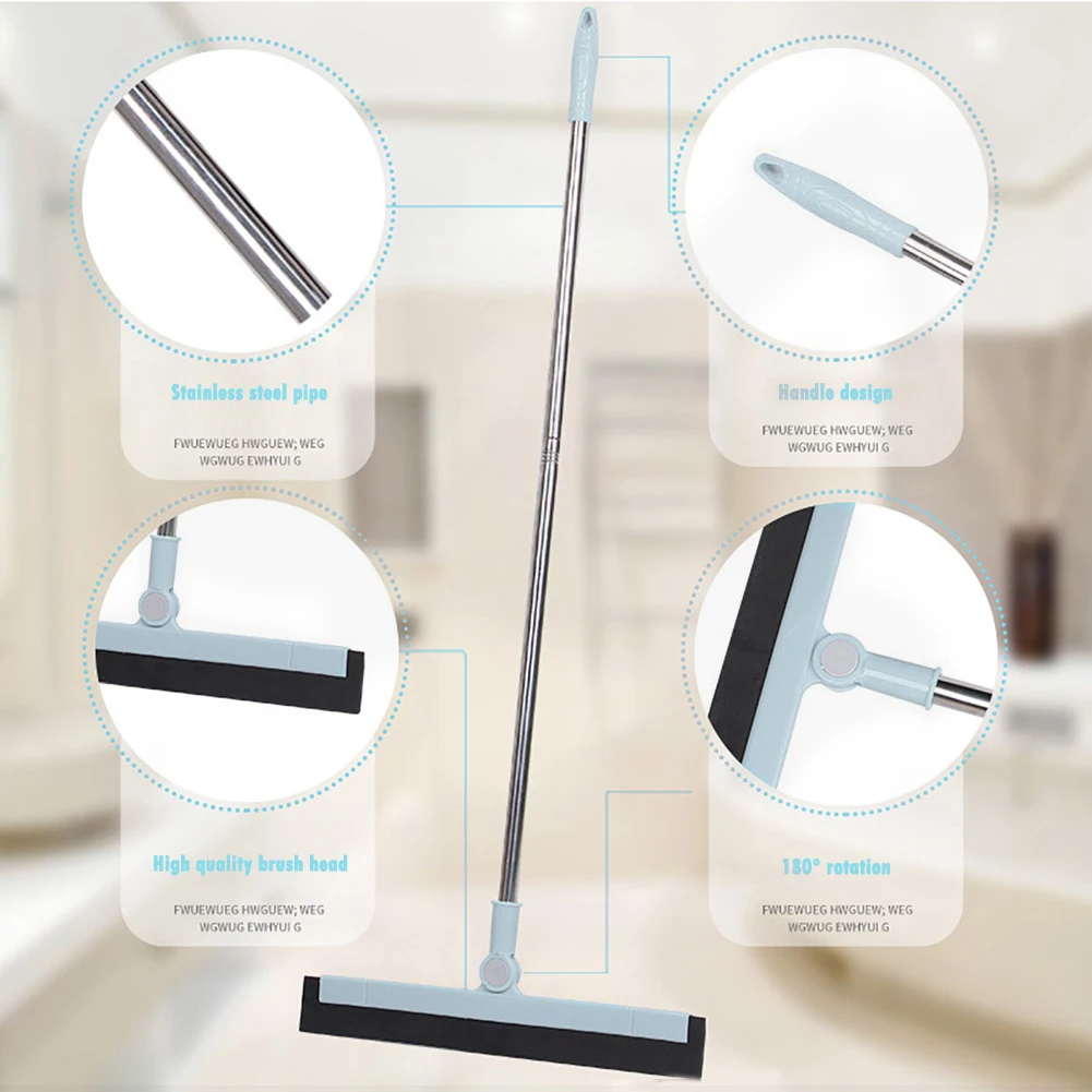 180° Rotatable Floor Squeegee Long Handle Household Broom Blade Window Scrubber Water Squeegee Blade Household Cleaning Tools