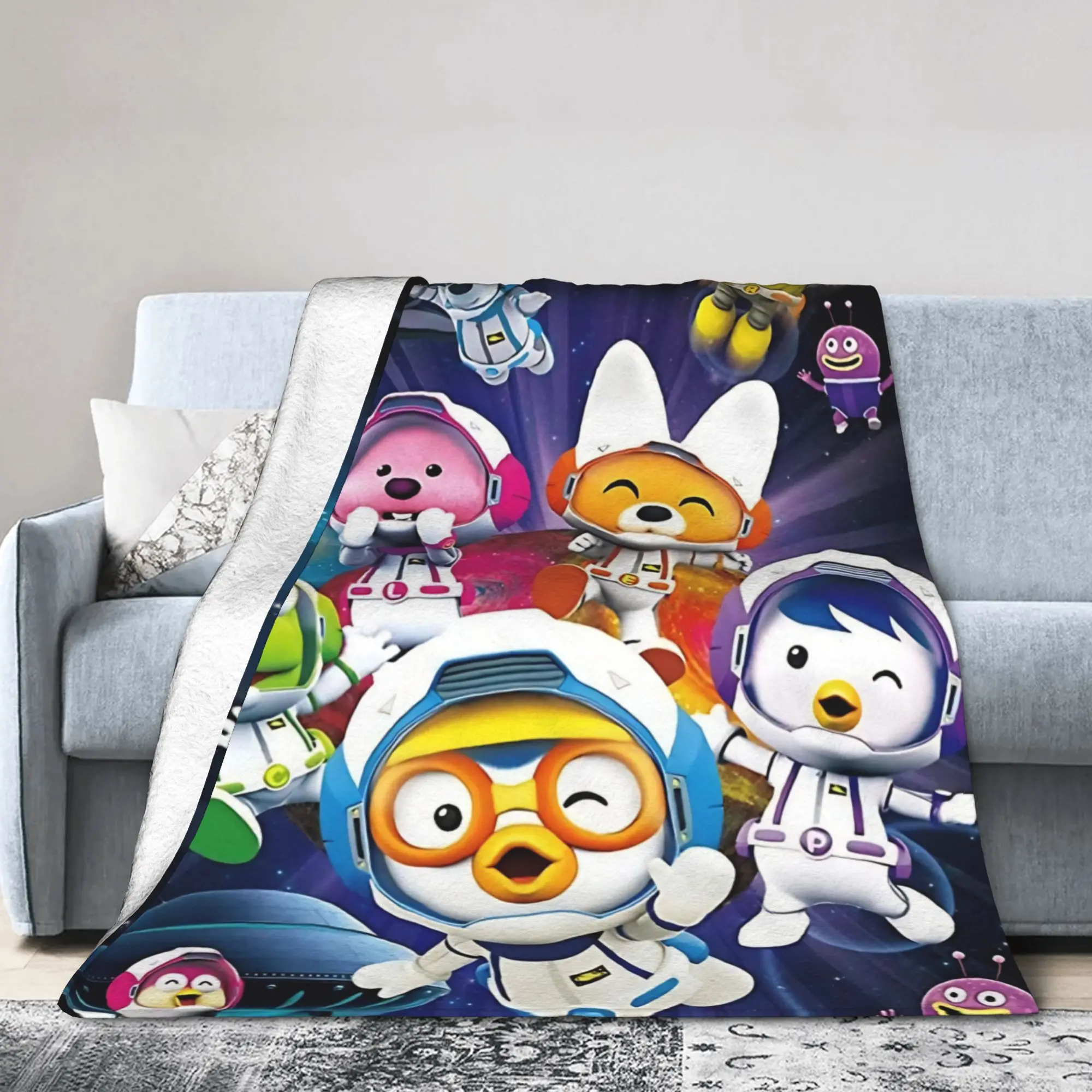 Pororos Cartoon Blanket Cover Fleece Throw Blanket Bedding Couch Decoration Soft Warm Bedsprea,
