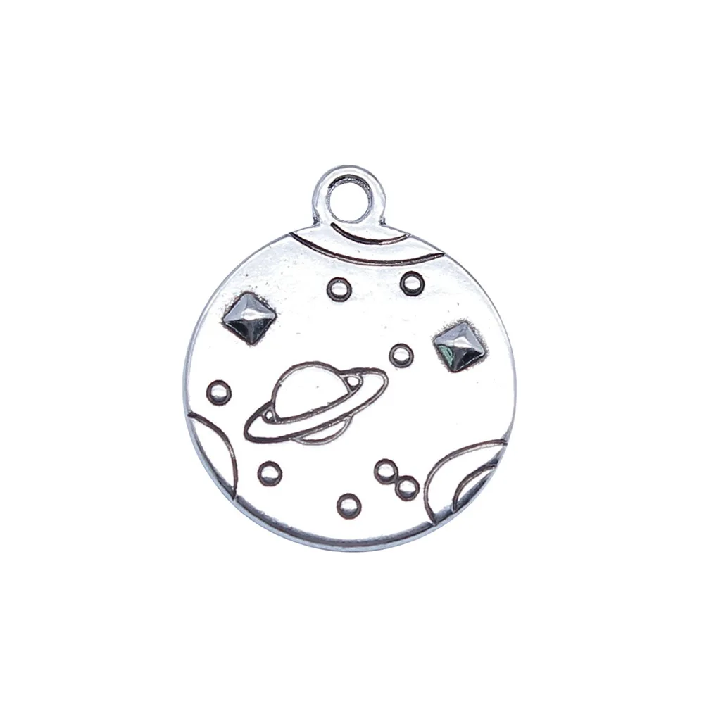 20pcs Celestial Planet Charms, 17x20mm Star Earth Saturn Pendants for Galactic Antique Jewelry DIY EF4039