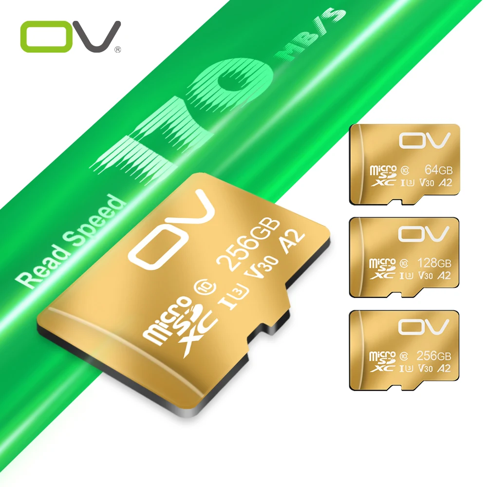 OV-Carte mémoire Micro SD Extreme originale, haute vitesse, A2, U3, V30, Flash TF SDXC, 64 Go, 128 Go, 256 Go, 512 Go, document doré pour