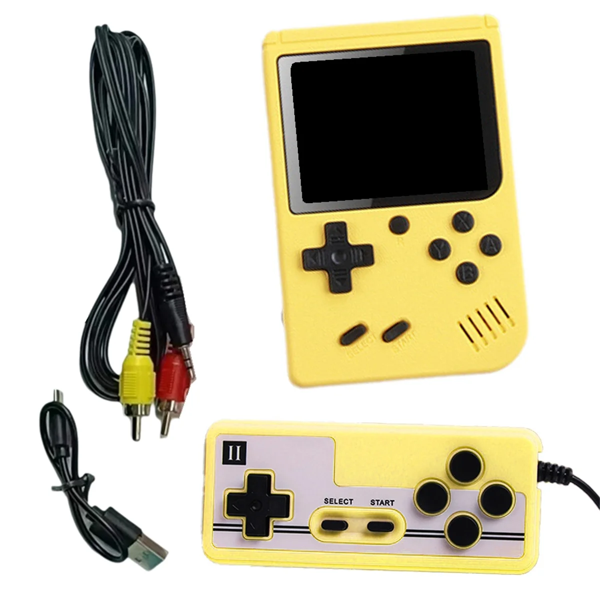 Handheld Video Game Console 3.0 Inch Color Retro Portable Mini LCD Kids Color Game Player Built in 500 Games Yellow