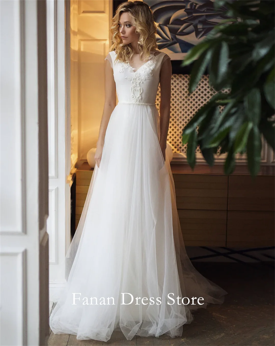 

Свадебное платье Fanan в стиле бохо с деревенской душю, индивидуальное тюлевое платье с открытой спиной и рюшами цвета слоновой кости, свадебное платье Vestidos De Novia