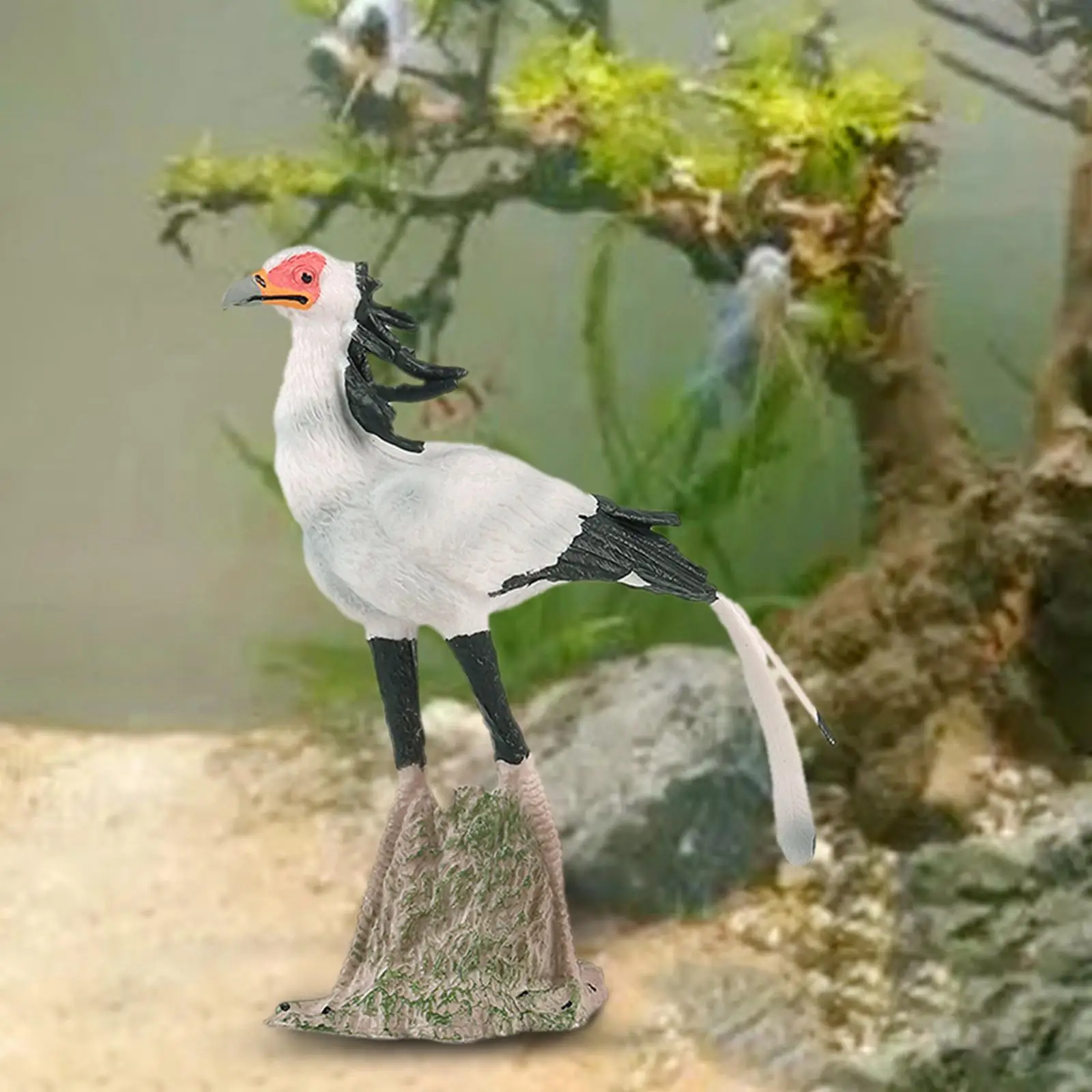 Plastic Secretary Bird Model Figure Statues Miniature Animal Sculpture for Fairy Garden Classrooms Reward Birthday Gift Kids Toy