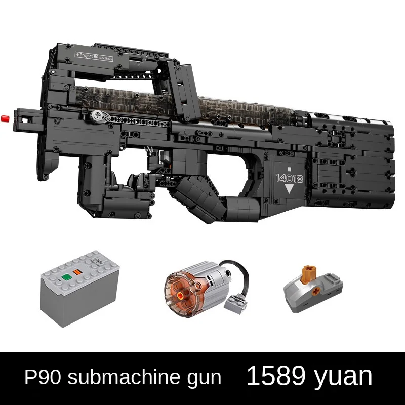 

1598 Pcs Techni 14018 Technical Gun Building Blocks for Kids P90 Submachine Gun Model Toys MOC Bricks for Child's Kids Gifts