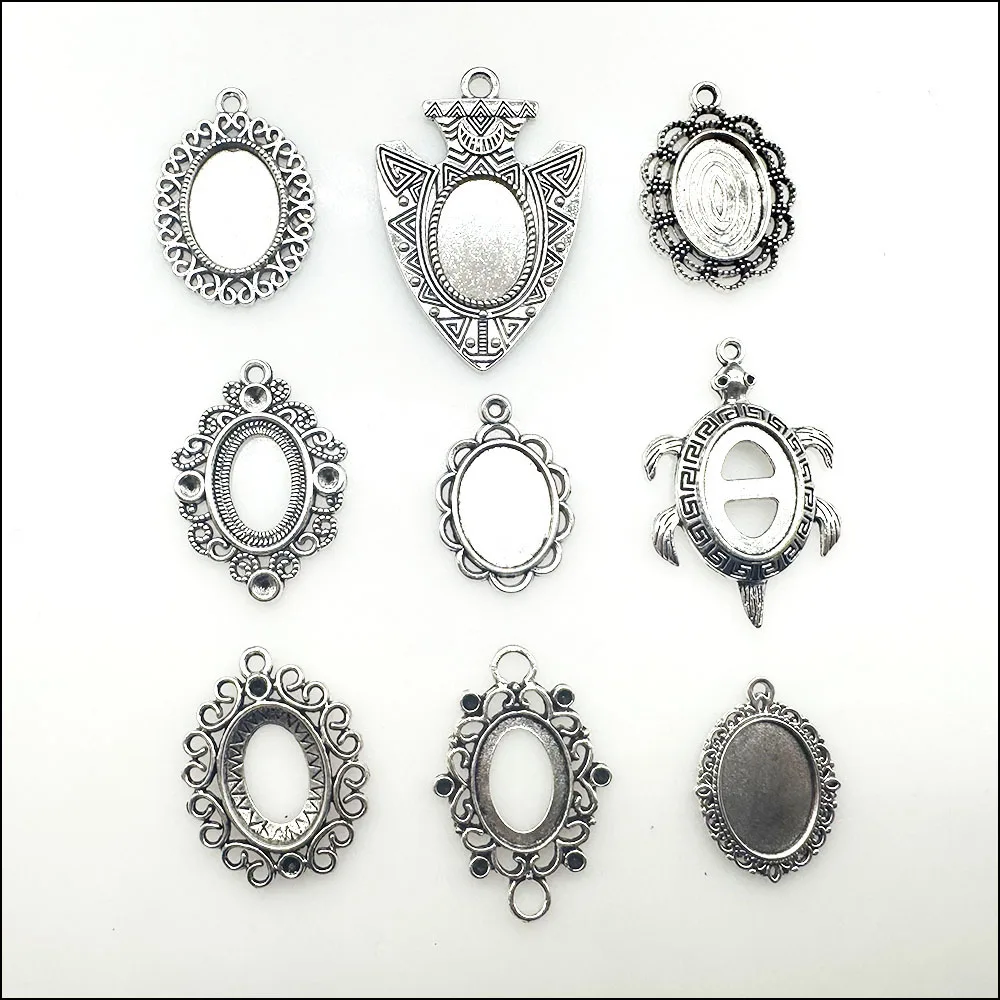 Neuer 13*18mm Bilderrahmen im Retro-Stil, tibetisch versilbert, für Armbänder, Charms, Schmuckherstellung HCJBAB