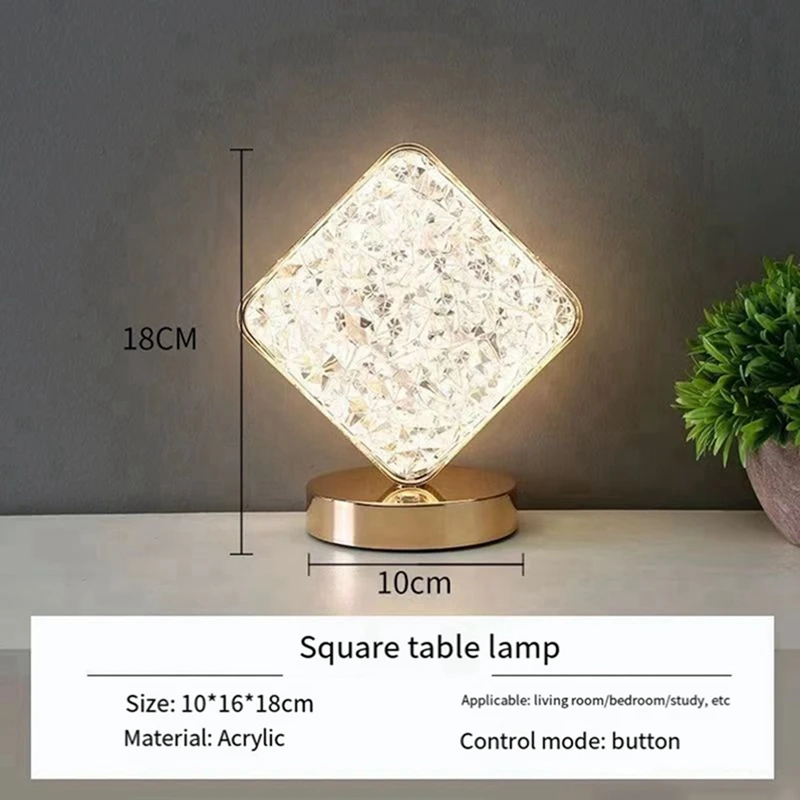 LED Crystal Light, Diamond Three Color Desk Light, Touch Dimming, Bedside Light, Romantic Diamond USB Easy Install