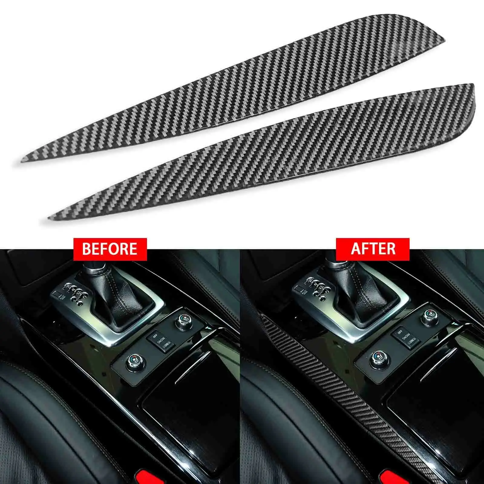 

2x For Infiniti QX70 FX35 FX50 Carbon Fiber Gear Shift Side Panel Sticker Trim