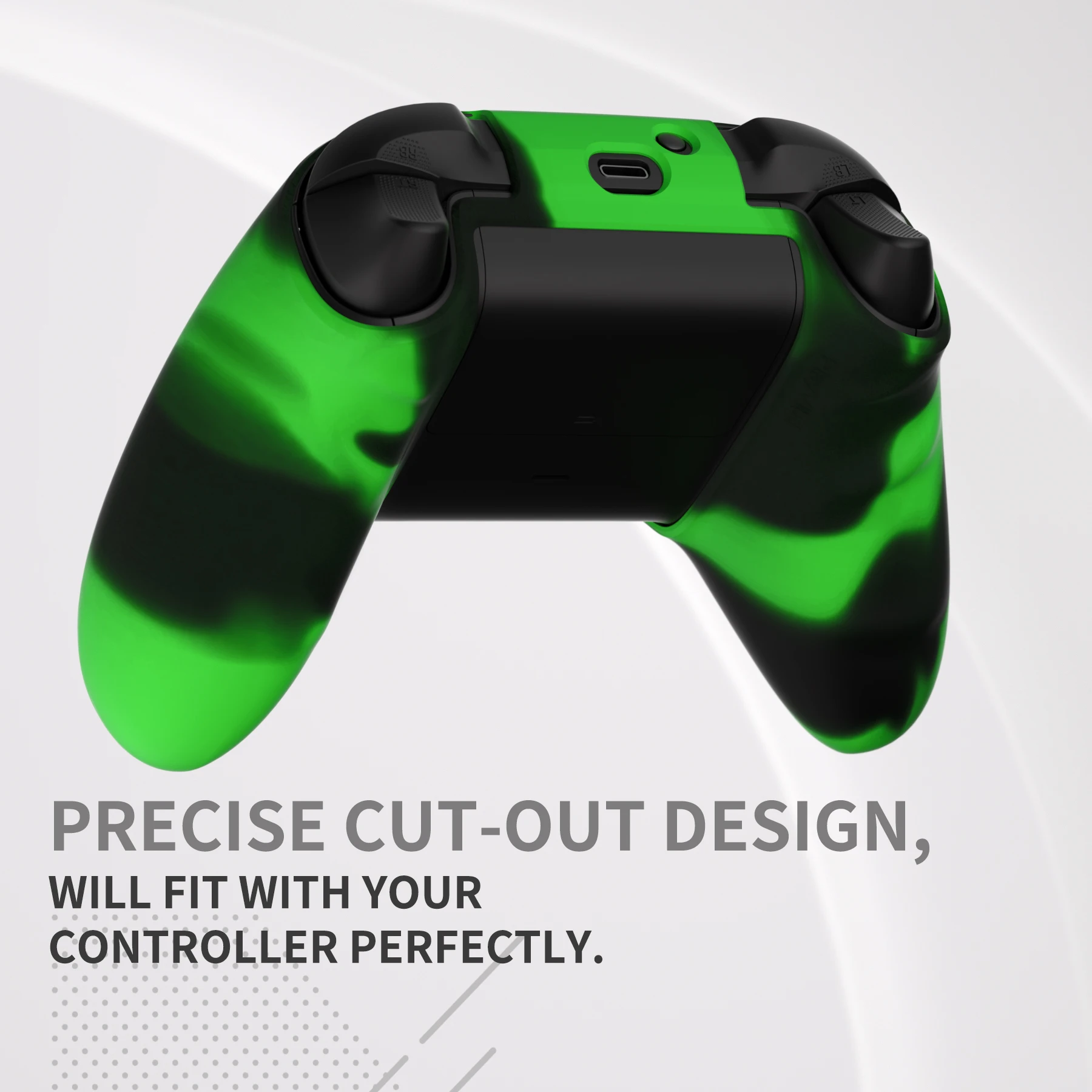 PlayVital-funda de silicona antideslizante para mando inalámbrico, cubierta suave de camuflaje para Xbox Core, con tapas negras de agarre para el pulgar