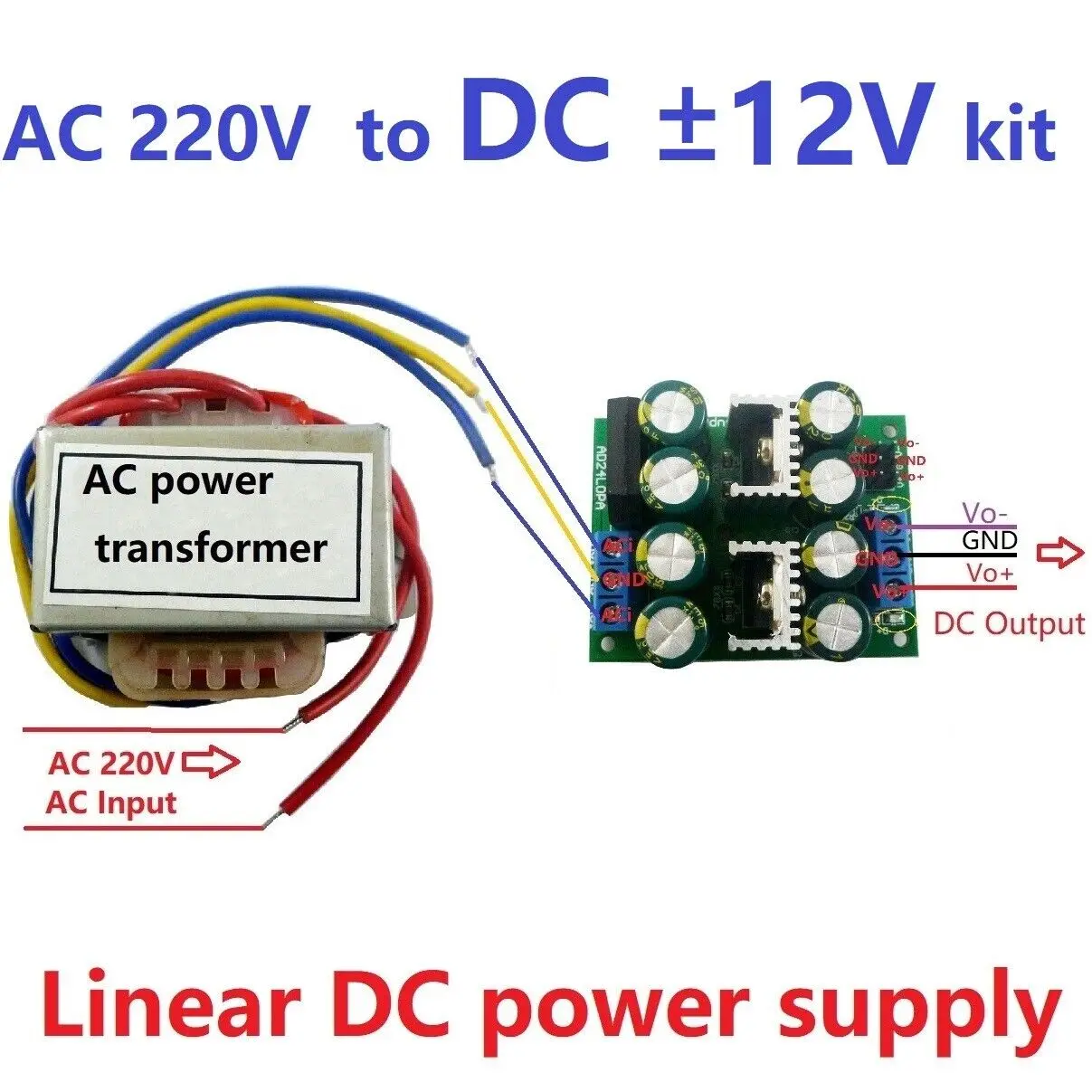 400MA Ac 220V AC15V To Dual Dc +-12V Linear Power Ldo Converter Ac Dc 7812 7912