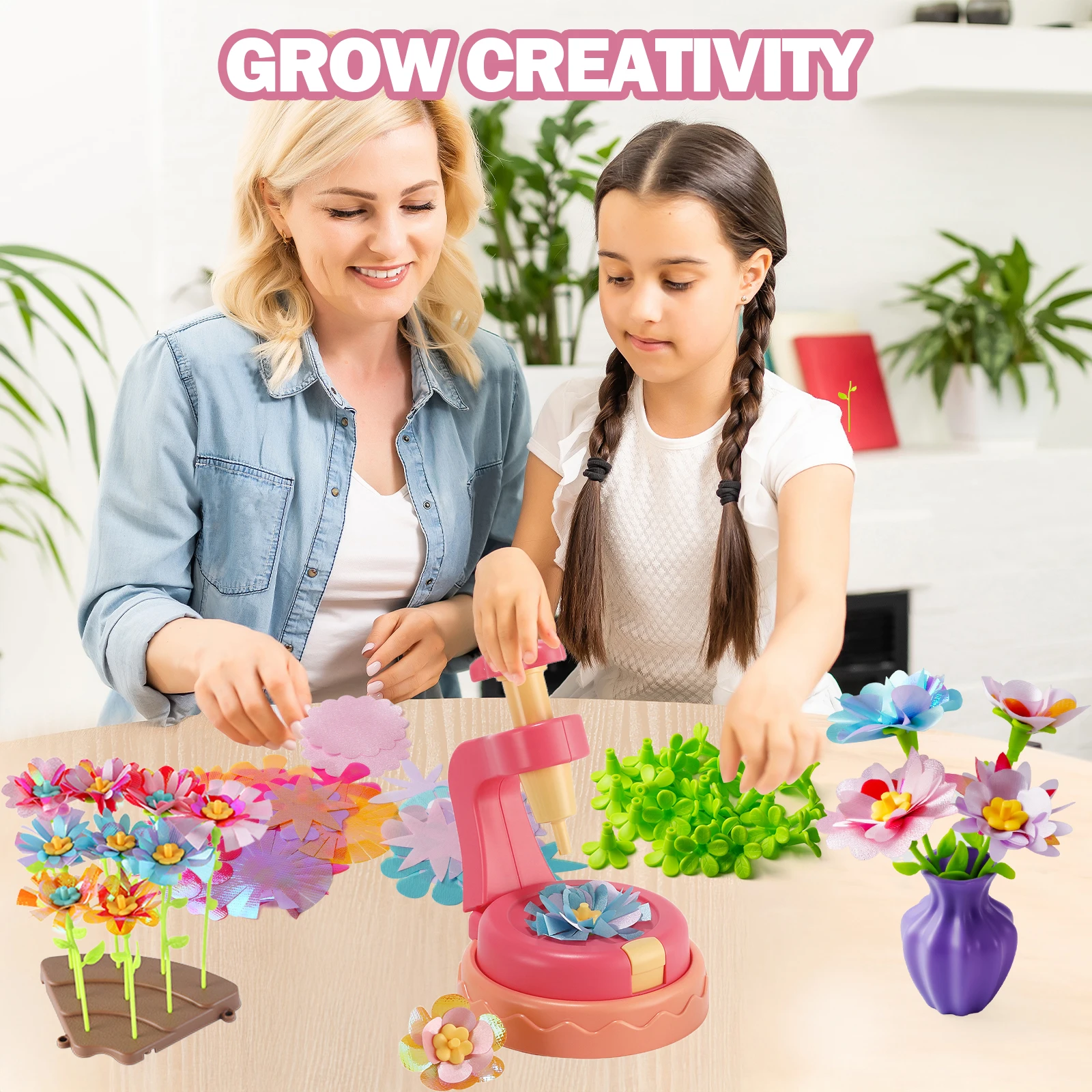 DIY Blumenstrauß-Set Pädagogisches Bastelset für Kinder, DIY Blumenarrangement Kinderspielzeug zum Selbstgestalten als Geschenk für Geburtstag und Feiertage