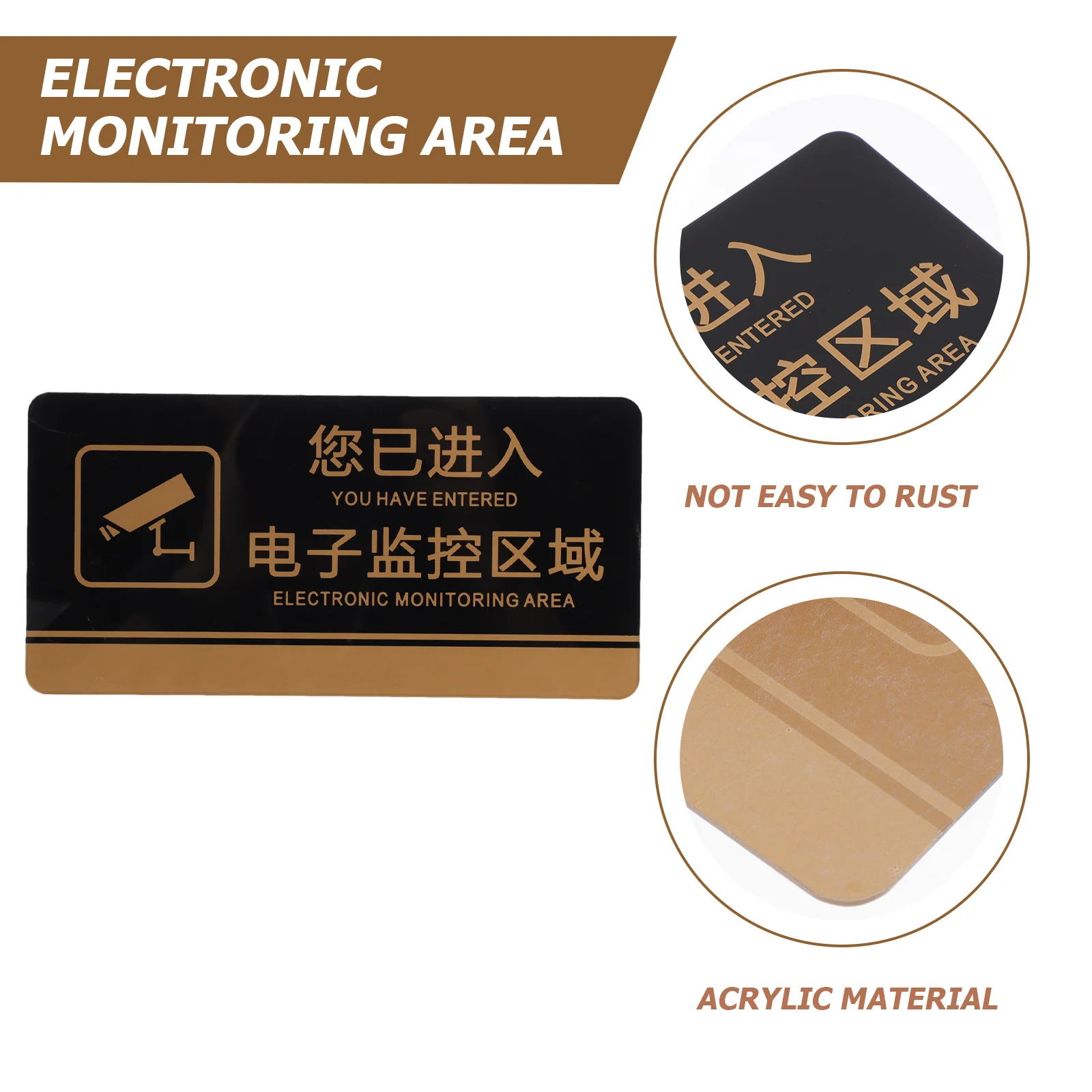 

2Pcs Durable Acrylic Monitoring Signs Public Warning Boards for Monitoring Areas Shops Hotels Restaurants Indicating Board