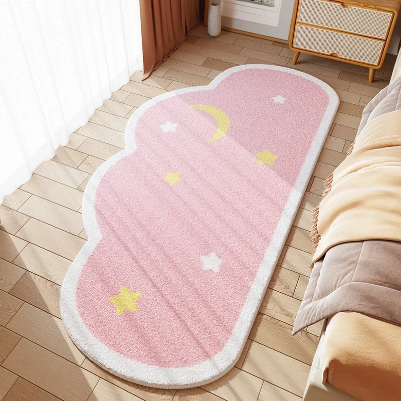 Bedroom Pink Cloud Thickened Carpet Bedside Children Girls Home Master Bedroom 2024 New Carpets Irregular Fluffy Anti Slip Rug