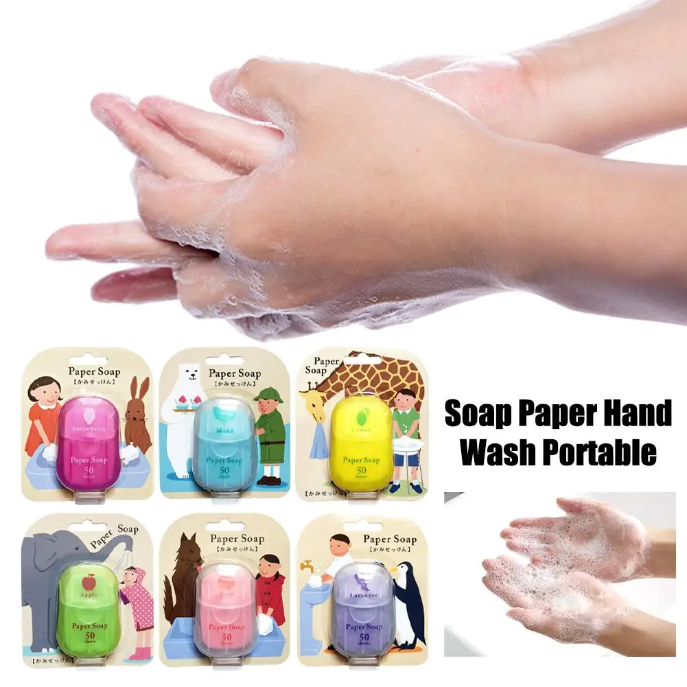 Portable Bathroom Soap Slices Box Hand Washing Clean Soap Tablets Paper Foaming Camping Travel Tablets Soap Outdoor Scented T9S2