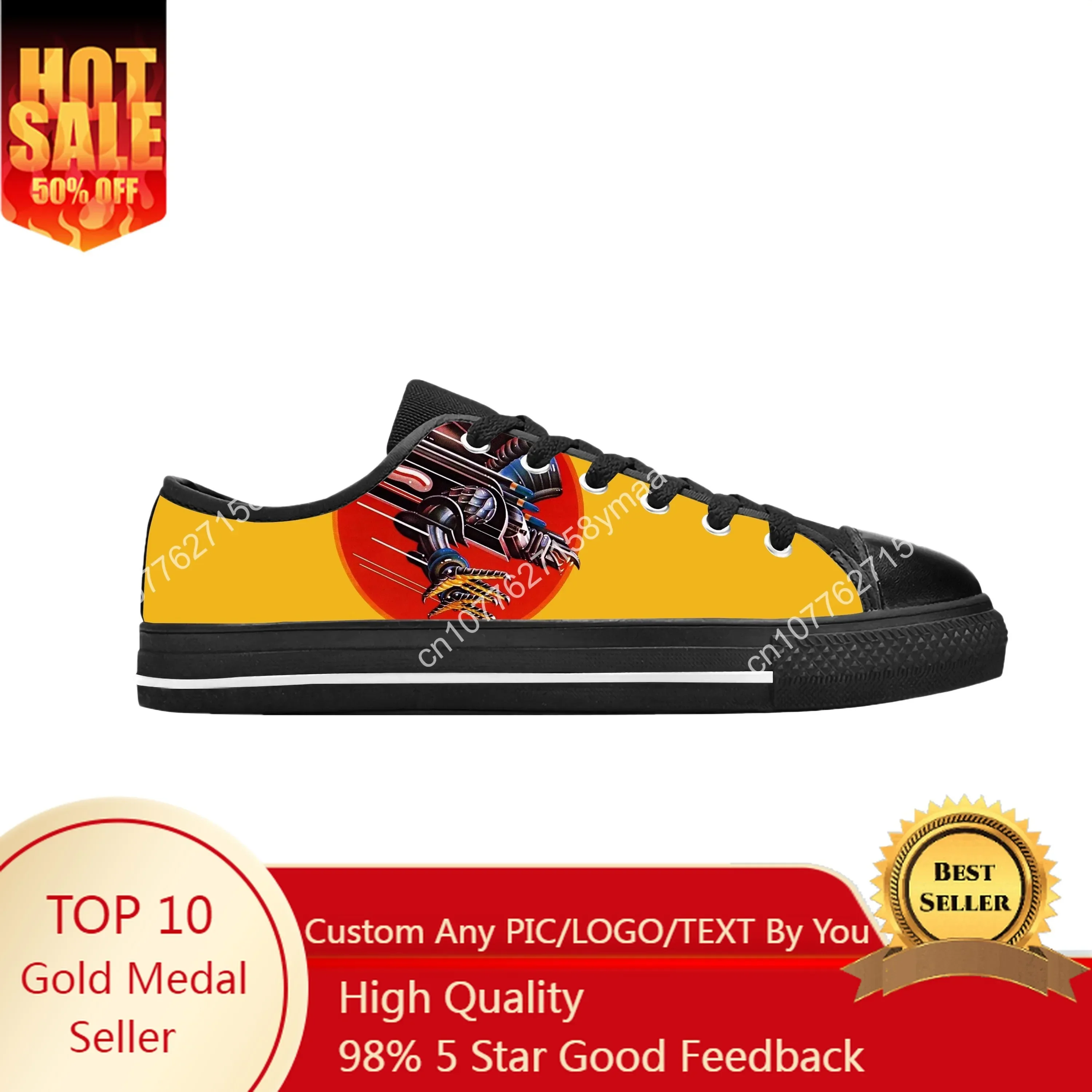 Judas Priest Heavy Metal Rock N Roll Band Hip Hop Casual Cloth Shoes Low Top Comfortable Breathable 3D Print Men Women Sneakers