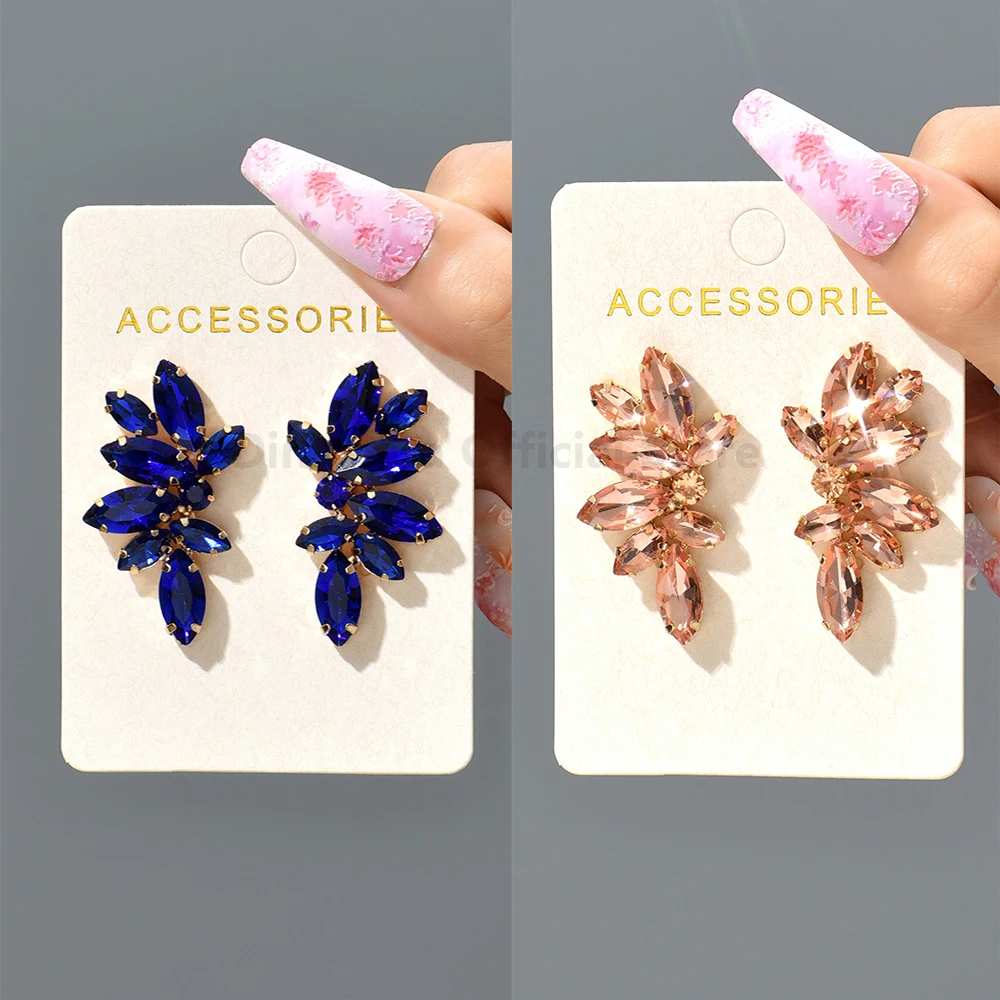 Women's Trendy Geometric Hollow Crystal Big Stud Earrings Fashion Luxury Elegant Cute Party Jewelry Accessory view 4
