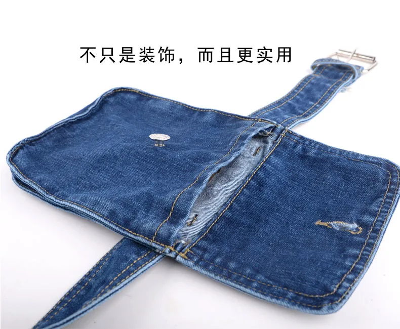 European Denim Fabric Waist Bag for Women Fashion Casual Girls Phone Coin Purse Waist Packs Adjustable Belt with Fanny Packs