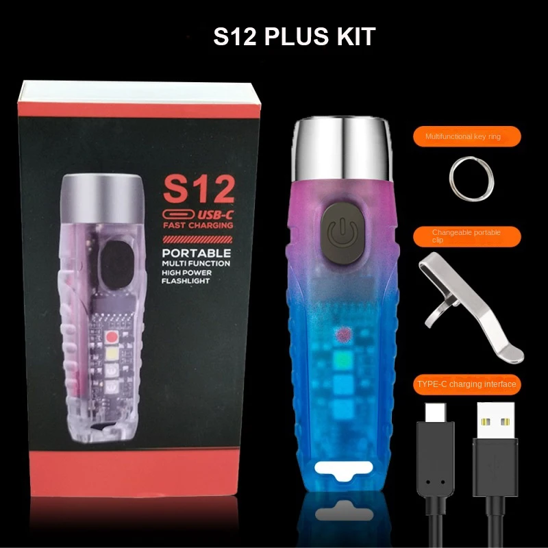 S12 Plus Mini Flashlight LED Flash Light Portable Torch IP65 Waterproof Magnetic Tail For Emergency Lighting